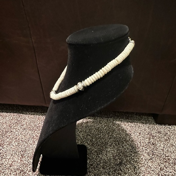 Hand Crafted Elegant White Bone & Sterling Silver  Beaded Necklace - Picture 2 of 4